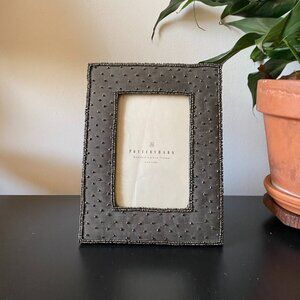 Pottery Barn Green Fabric Picture Frame with Beading 4”x6”